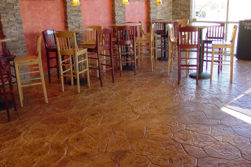 Concreto estampado interior de restaurante molde randome stone